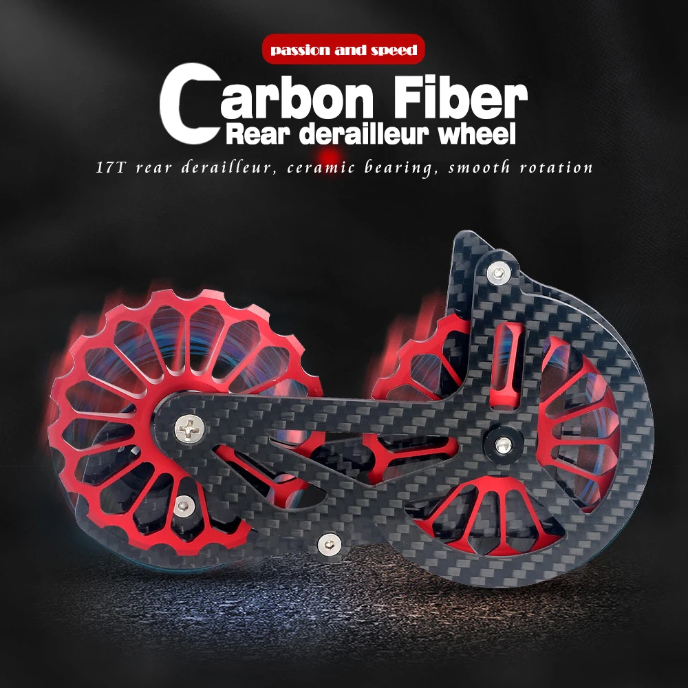 

TOSEEK Bicycle Ceramic Bearing Carbon Fiber Rear Derailleur 13T 17T Pulley Guide Wheel For R6800/R8000/ R8050/R9000/R9150