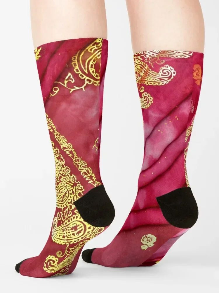 Розовые и золотые индийские мужские носки