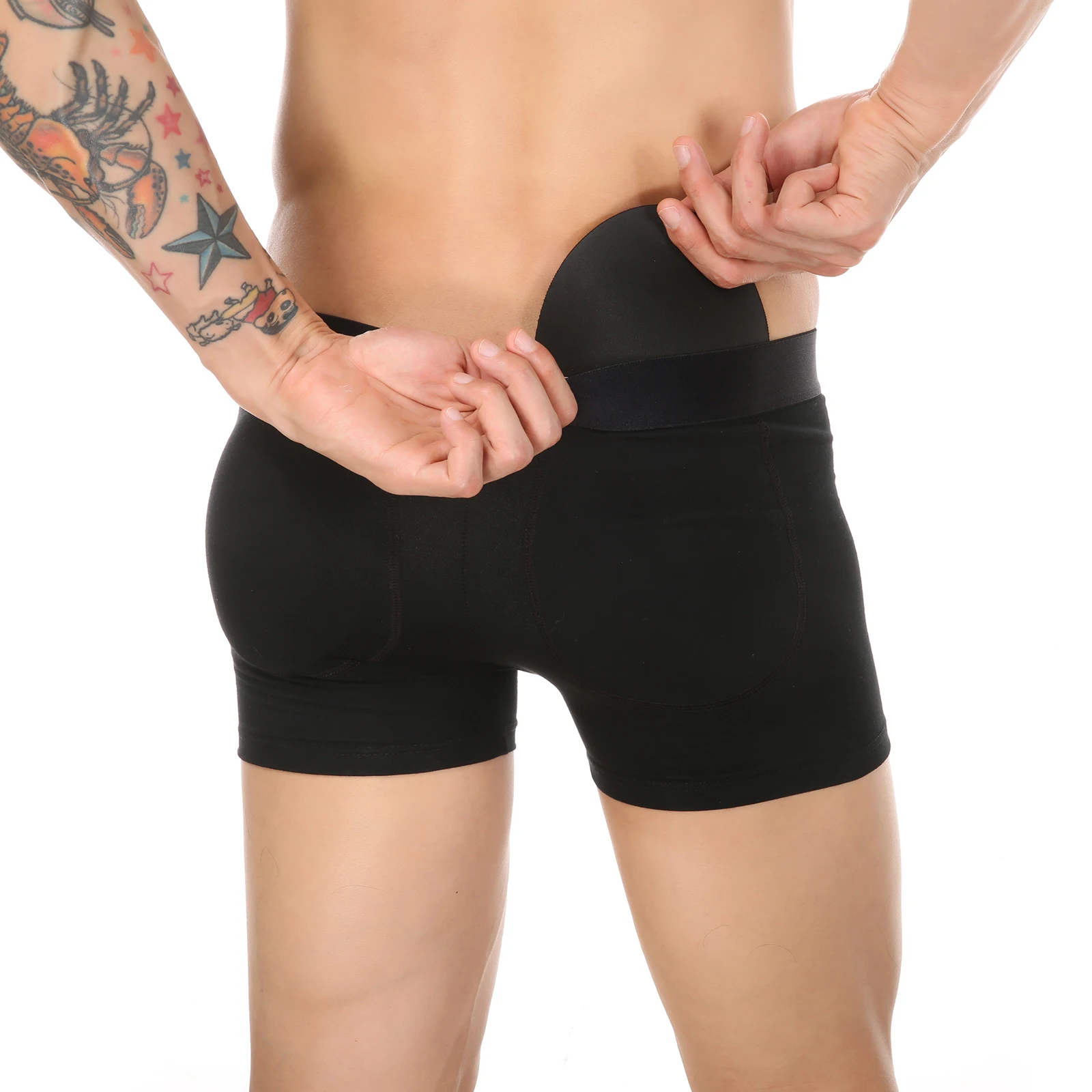 CLEVER-MENMODE Men Sexy Butt Lifter Enlarge Push Up Underpants Removable Pad Boxer Underwear Butt-Enhancing Trunk Shorts Panties