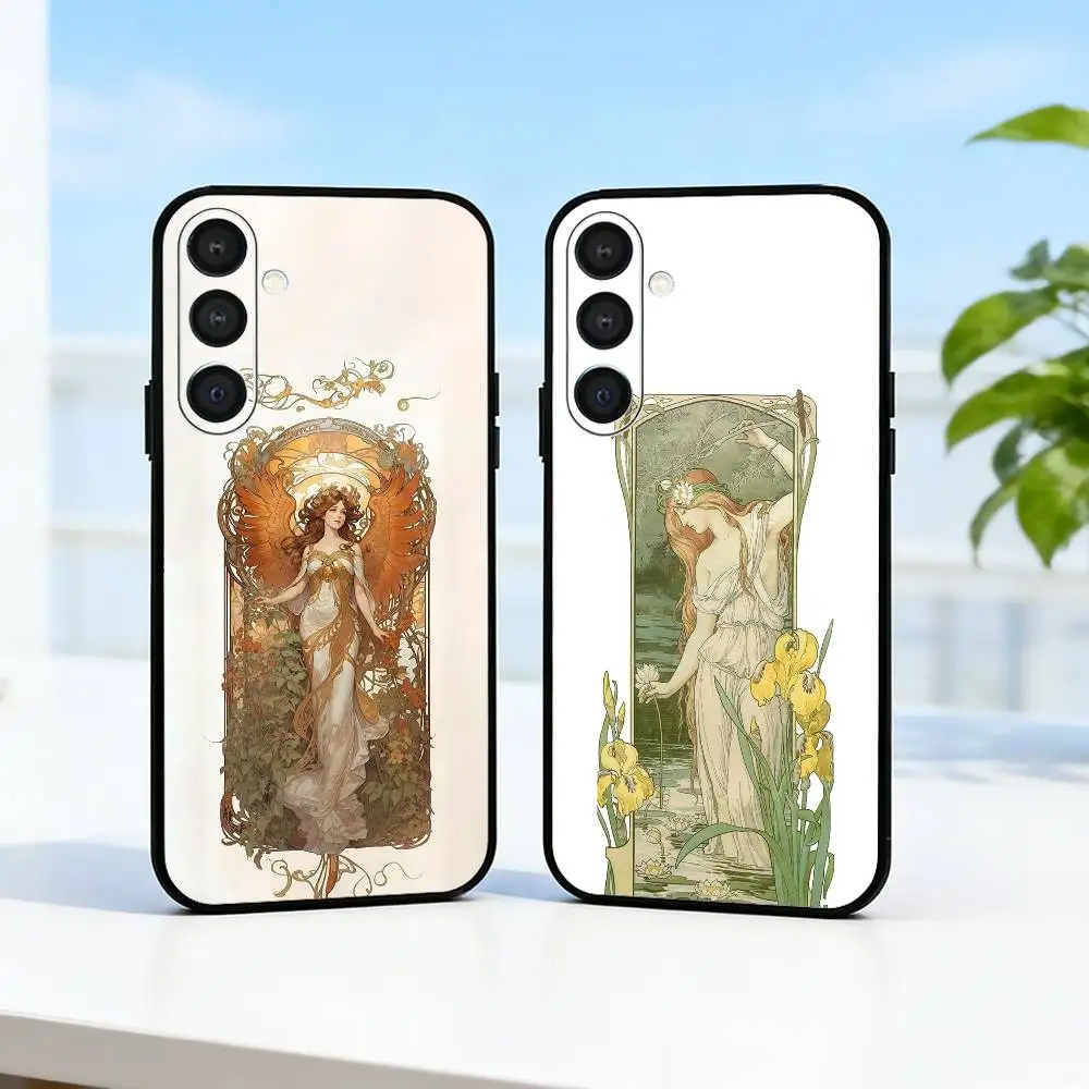 Фото Чехол для телефона ART A-Alphonse M-Mucha для Samsung A73,72,71,53,52,51,22,91,80, мягкий черный чехол №1
