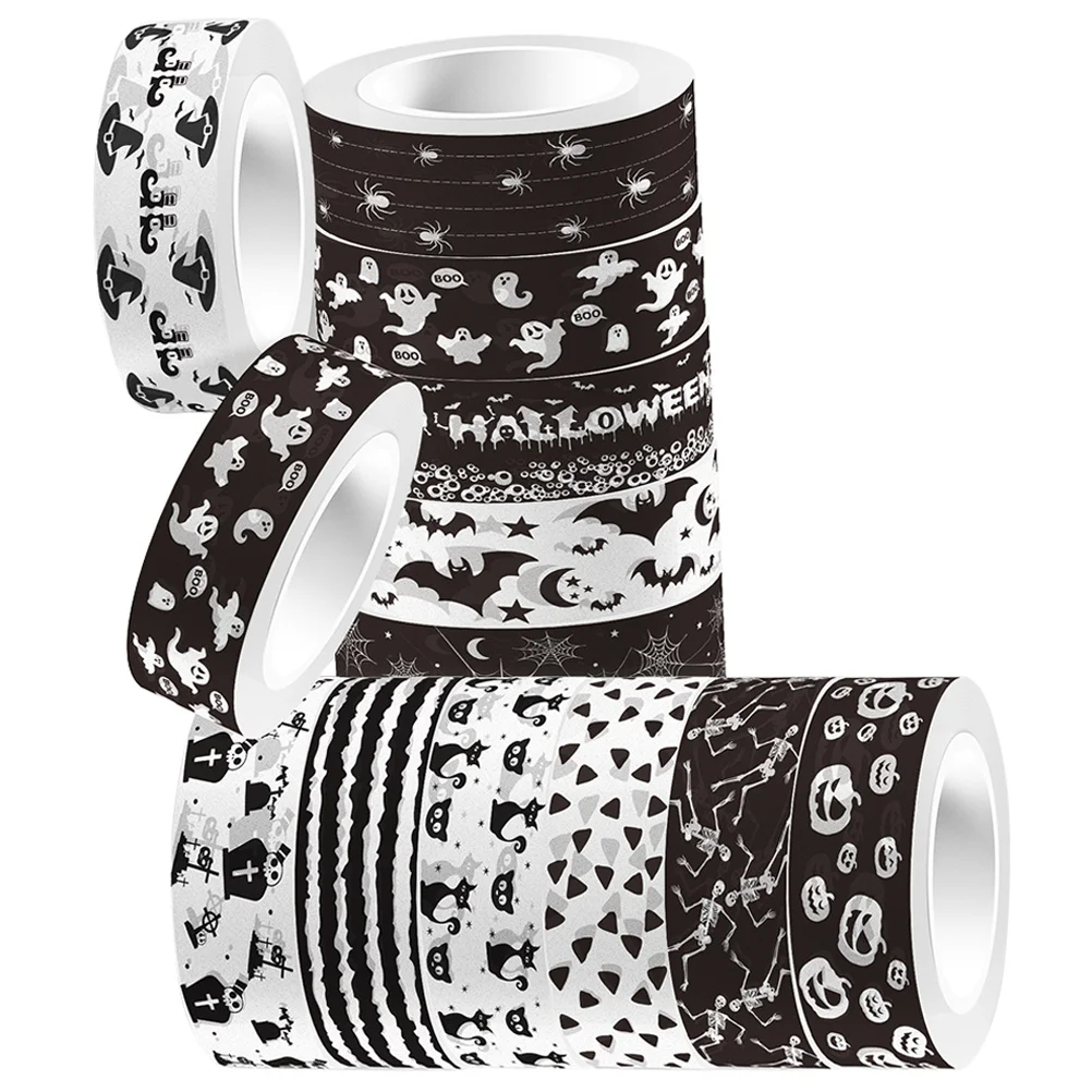 

12 рулонов декоративной ленты для Хэллоуина Скрапбукинг подарочная упаковка Васи элементы японские бумажные праздничные ленты