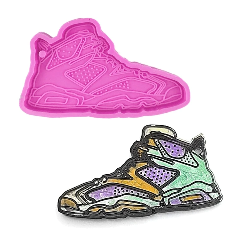 

652F Shiny Glossy Silicone Resin Molds Shoes Shape Keychain Mold DIY Keychain Pendant Jewelry Epoxy Resin Crafting Molds