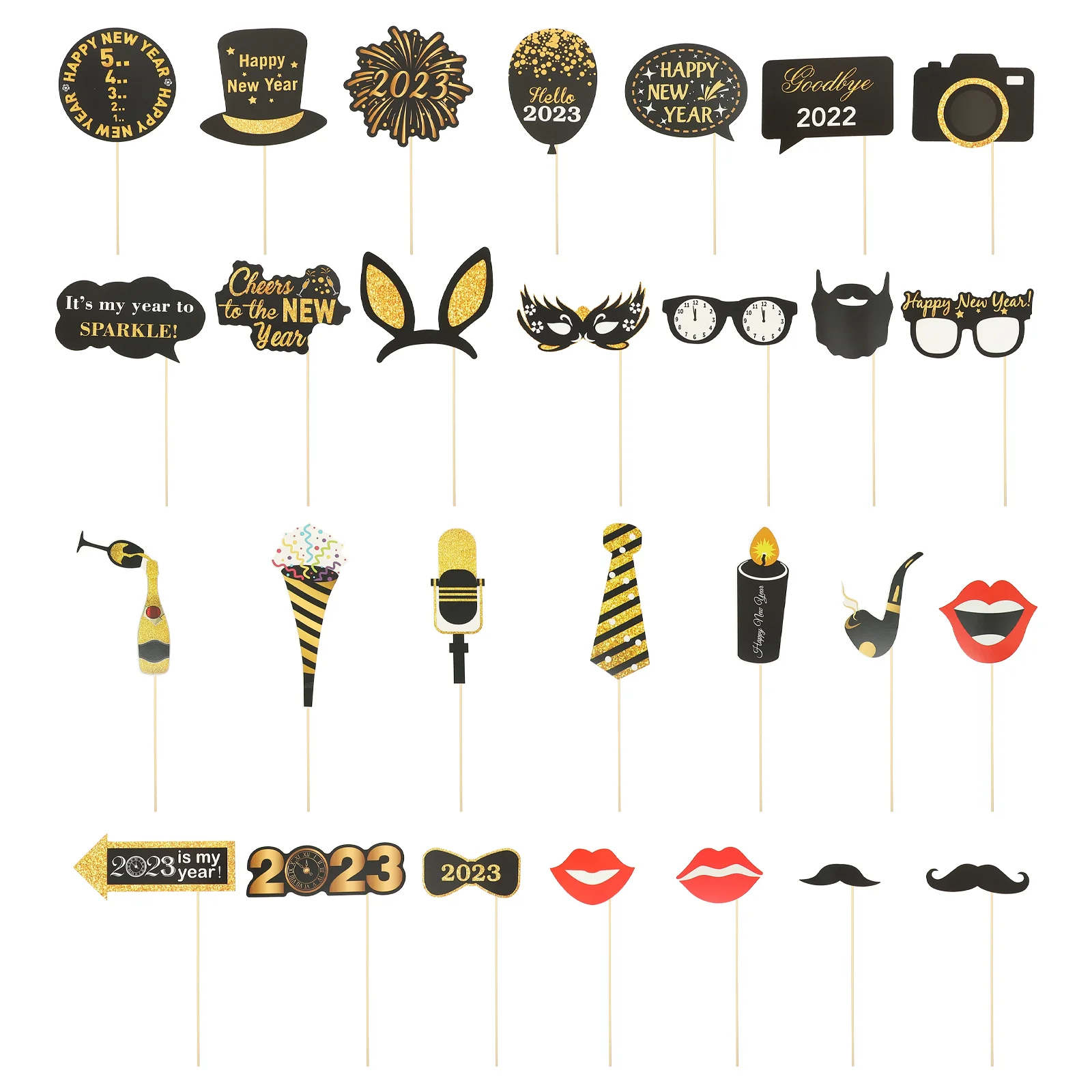 

New Props Photo Year Party Decor Years Eve Booth Nye Supplies Shooting Decorations Prop Handheld Topper Cupcake Holiday Paper