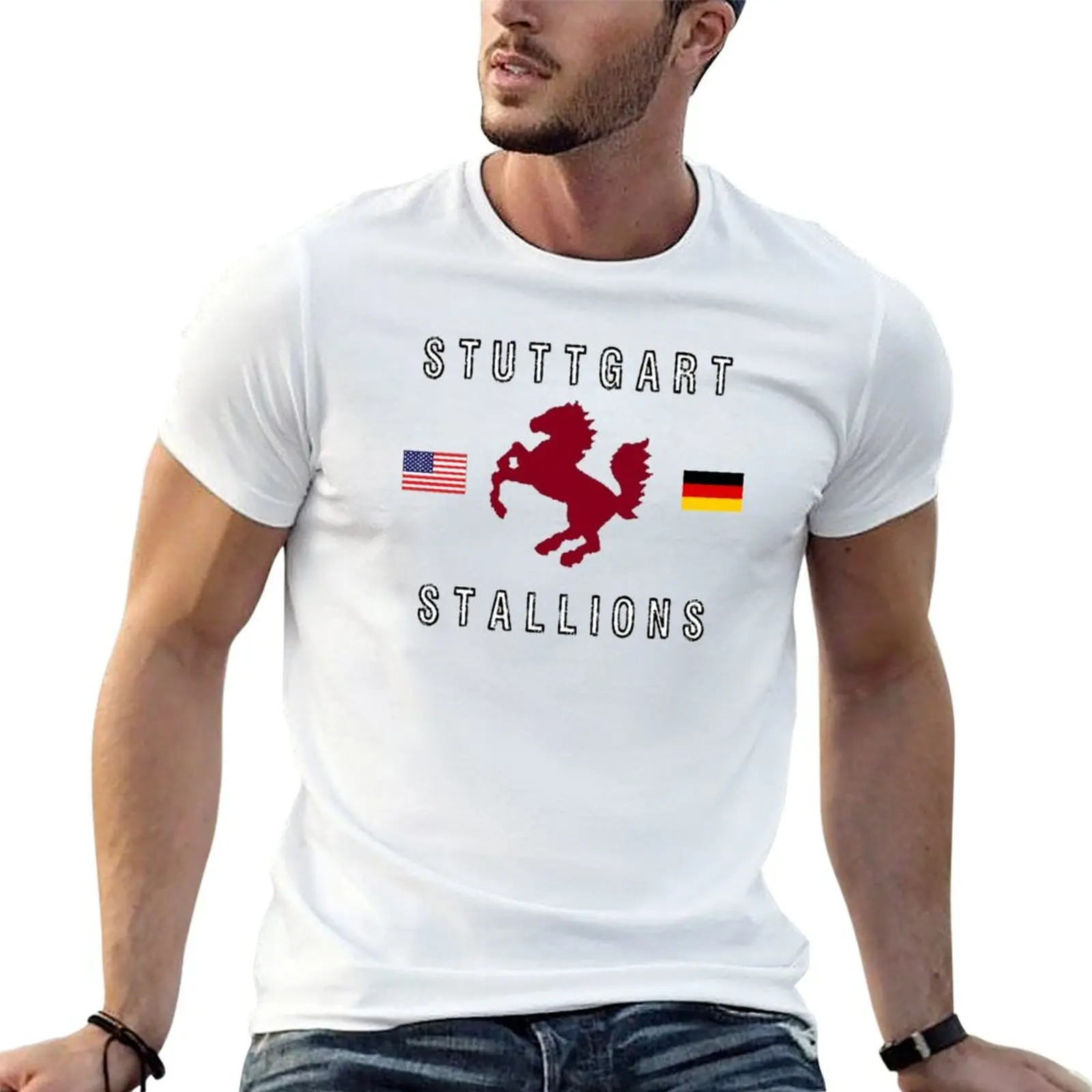 Фото Футболка с дизайном Red Horse Design от Stuttgart Stallions, летняя повседневная футболка больших размеров №1