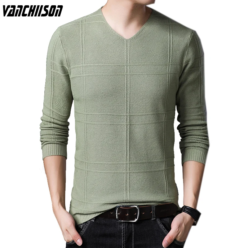 

Men Basic Knit V Neck Jumpers Sweater Pullover Tops for Spring Autumn Solid England Style Casual Male Fashion 00208373