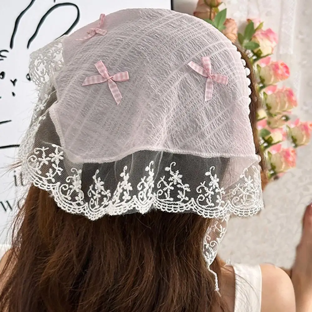 Жемчужный кружевной треугольный шарф головной платок для женщин во Французском