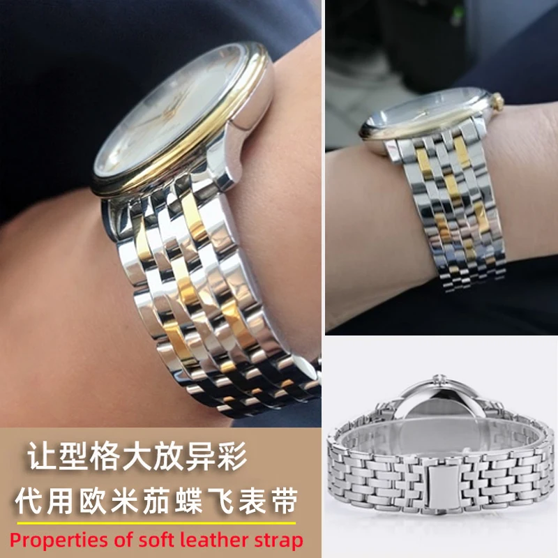 Solid Stainless Steel Watchband For Omega DEVILLE Watch Strap Deployment Clasp Curved End Wrist Watches Bracelet 20mm