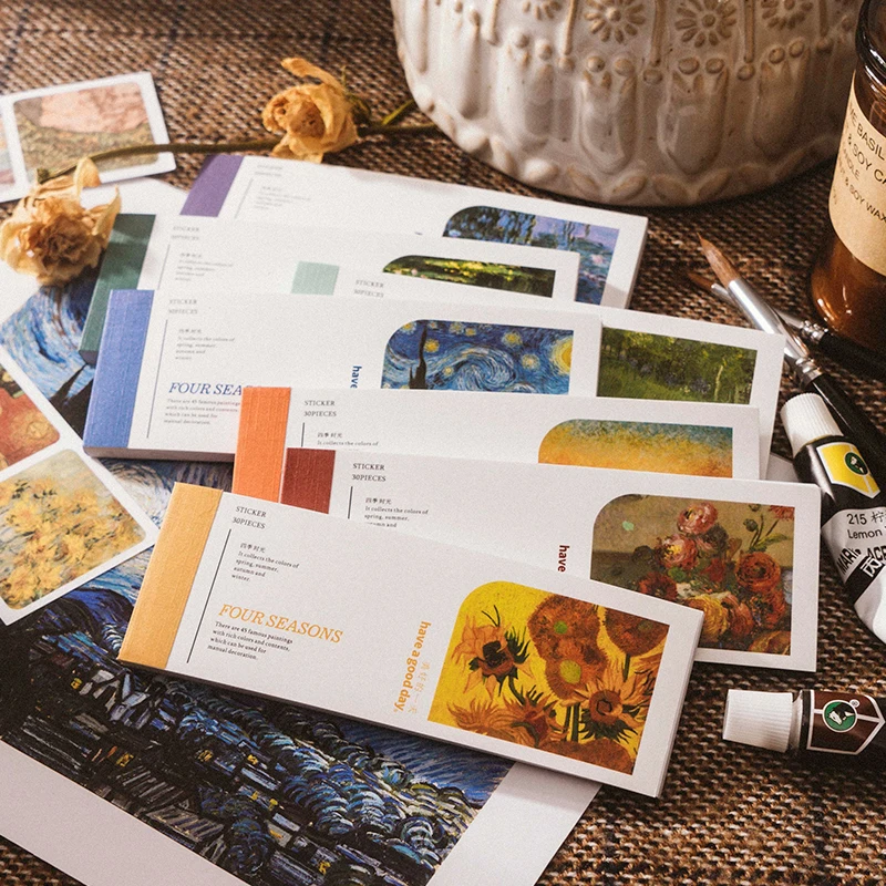 

Assorted Famous Painting Washi Sticker Book Decor Laptop Phone Aesthetic Postcards Scrapbooking Diary Art Collage Journaling