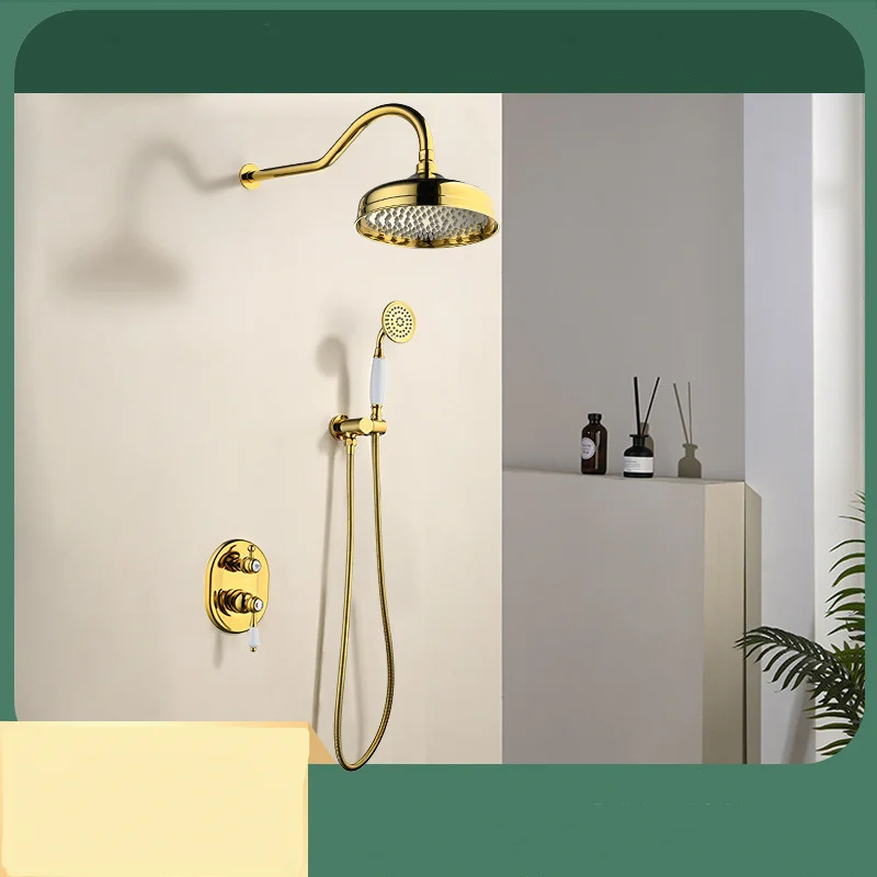 Античная латунь настенный смеситель для ванны и душа Chuveiro Banheiro с двойной круглой