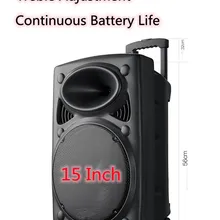 15 Inch Large Speakers Wireless Bluetooth Speaker Portable Hand-held Trolley Subwoofer Outdoor Square Dance Audio Center Column