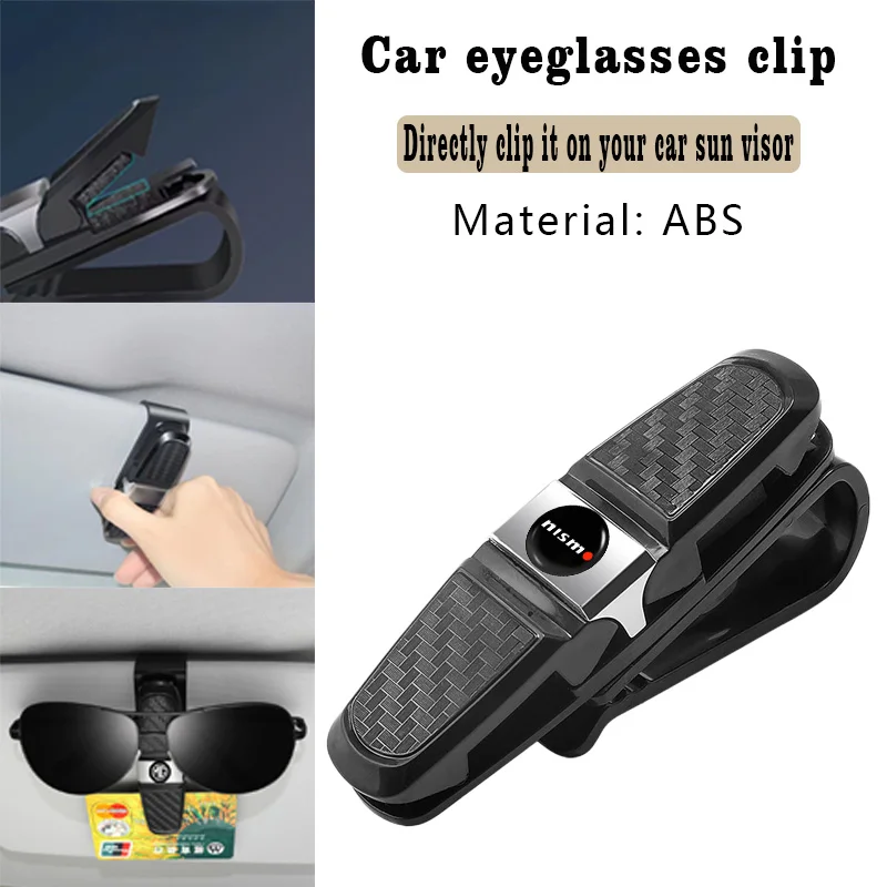 

1Pcs Car Sunglasses Glasses Clip Sun Visor for Nismo R34 Gtr Emblem Watch Nissans Tiida Teana Skyline R32 Qashqai Accessories