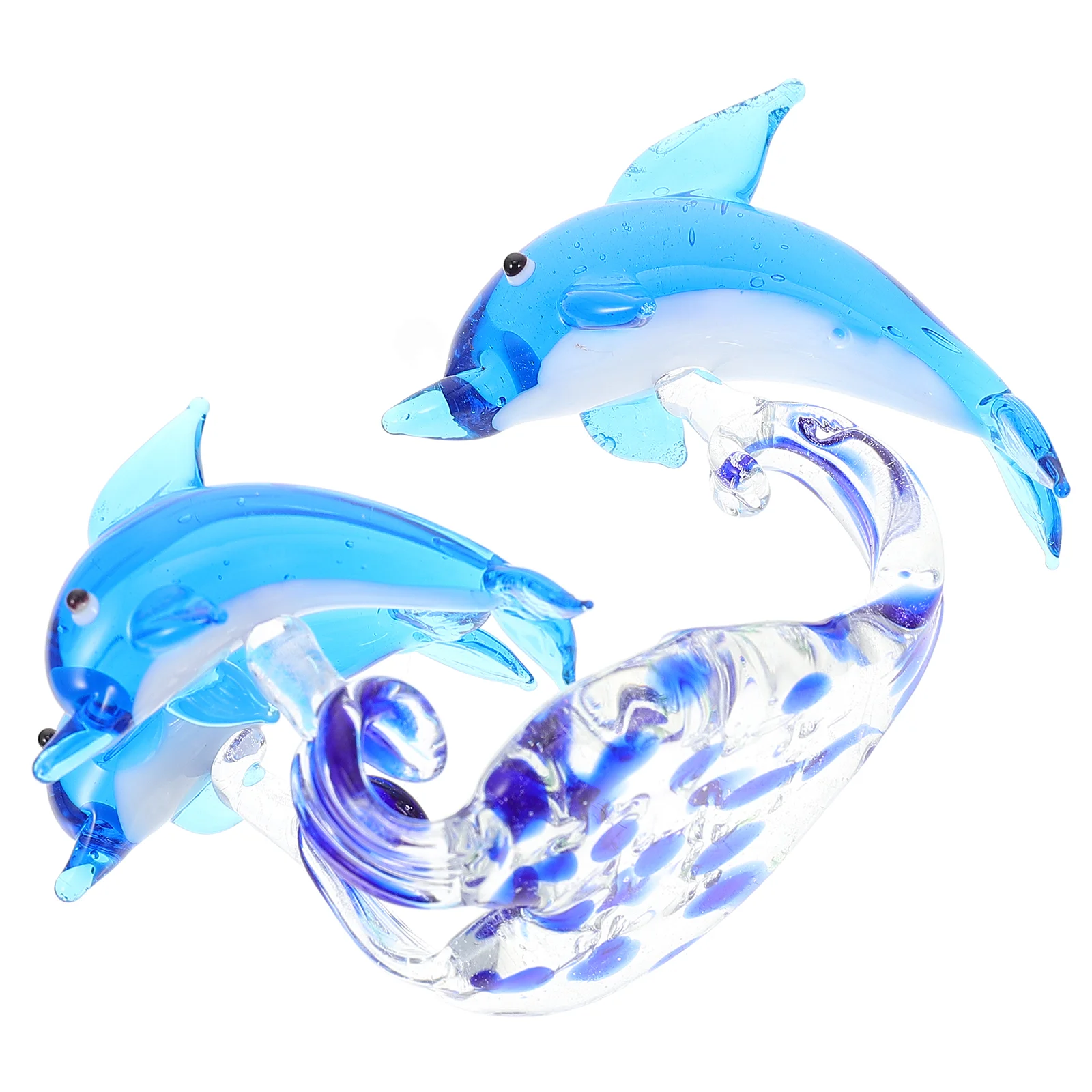 

Dolphin Glass Figurine Sea Animal Statue Sculpture Decor Ornament Blown Desktop Figurines Nautical Beach Fish Crystal Decoration