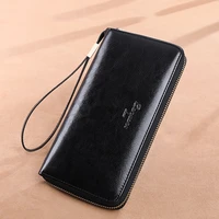 long clutch bag wristlet wallet for women genuine leather womens wallets female fashion coin card holder red black phone purses