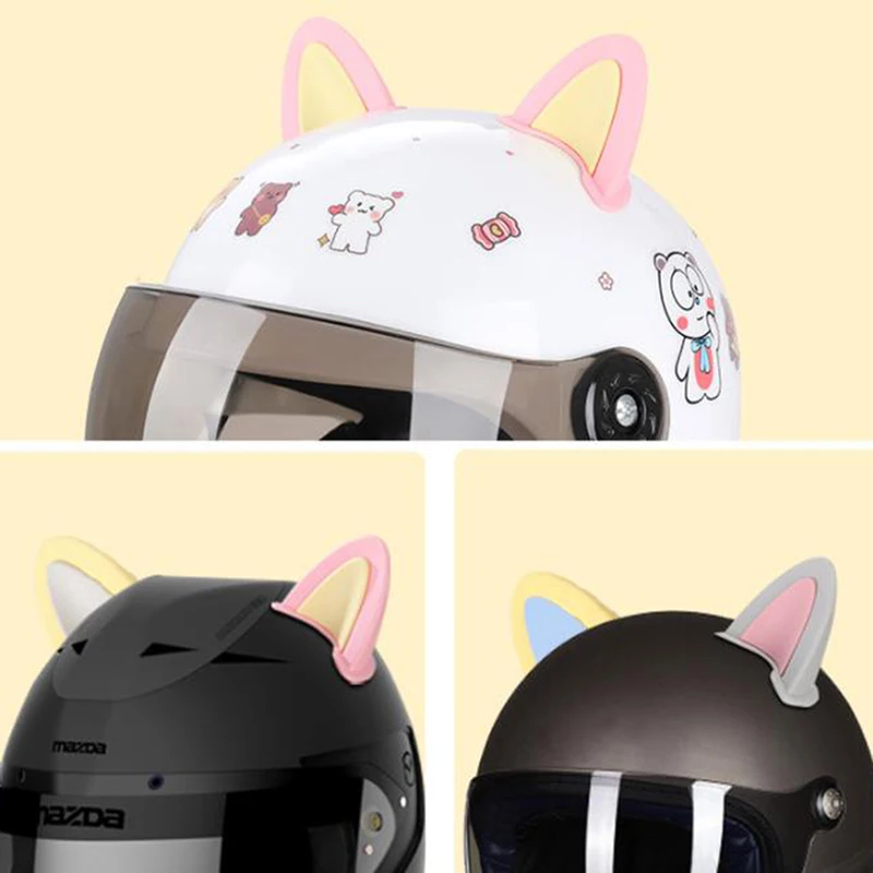 

2Pcs/set Motorcycle Helmet Cat Ears Cute Electric Car Motocross Stickers Driving Styling Universal Helmet Decoration Accessories