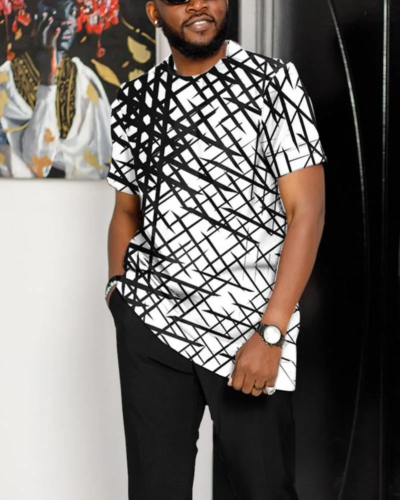 Summer Men Tshirt Suit Tracksuit Streetwear 2 Piece Set Fashion Male Clothes 3D Print Short Sleeve T-shirt Long Pants Sportswear