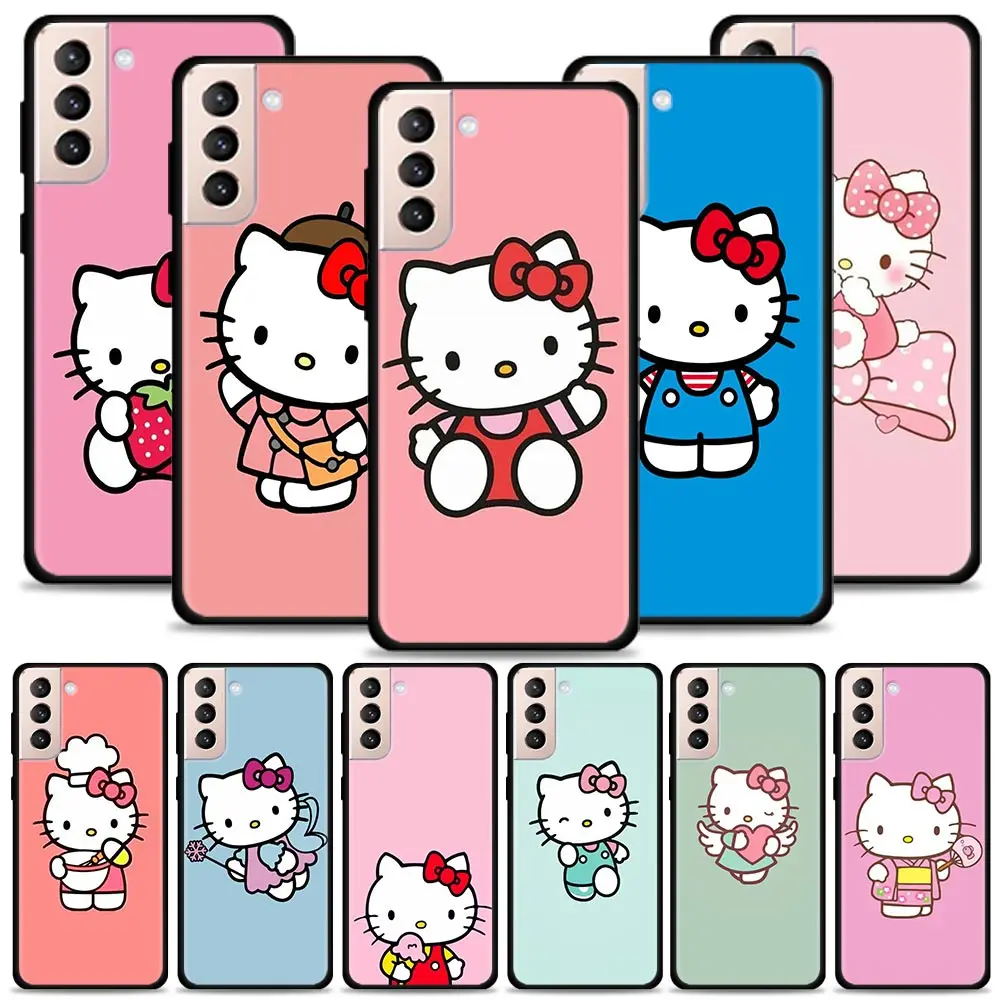 

Case For Samsung Galaxy S22 S21 S20 Ultra FE S22 S10 S9 S8 Plus S10e Note 20Ultra 10Plus Cover Pink Blue Many Color Hello Kitty