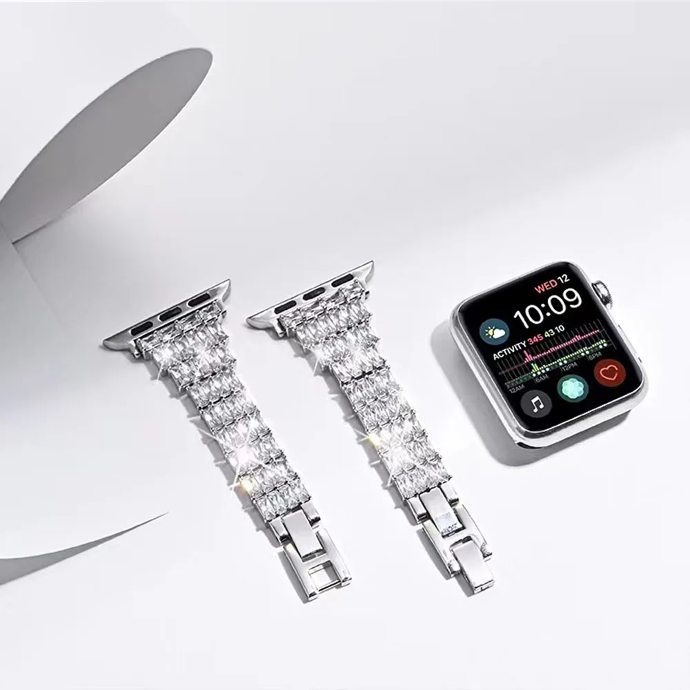 Luxury Metal Strap for Apple Watch Band 44mm 40mm Series 49mm 45mm 41mm 42mm 38mm Diamond Bracelet for Iwatch Ultra 8 7 6 5 4 SE
