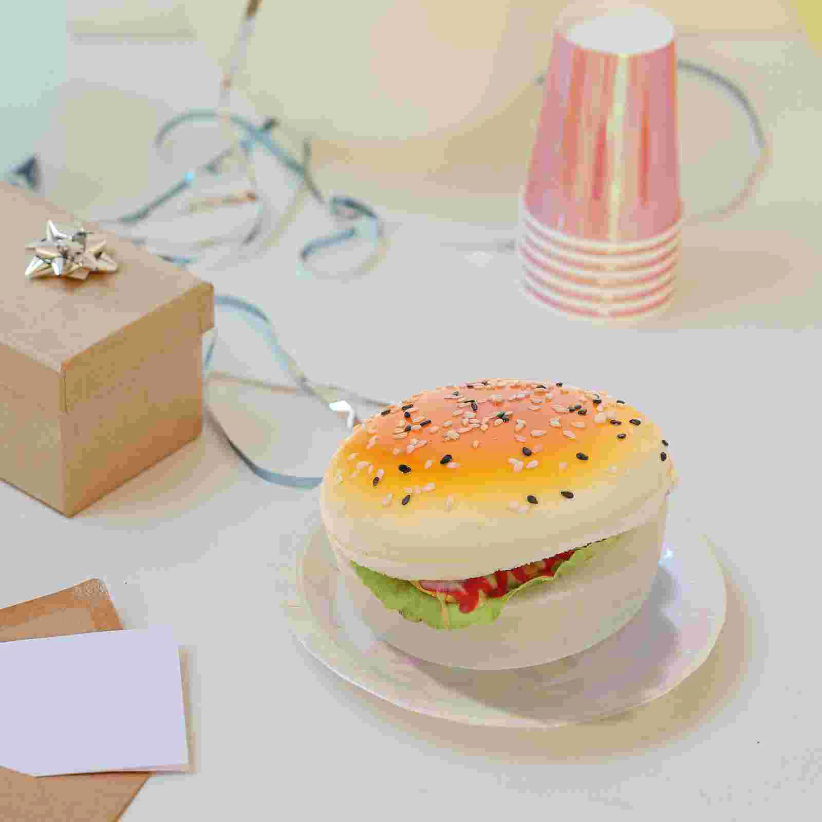 

2 Pcs Buns Burger Display Artificial Burger Prop Fake Shop Decors Bread Models Pu Simulation Food Desktop Ornaments