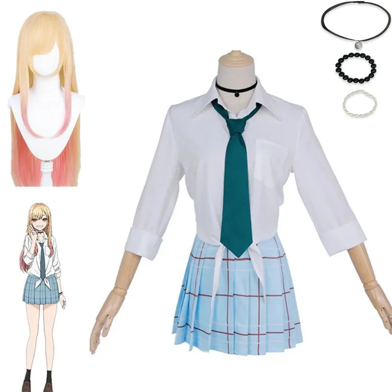 

Anime Marin Kitagawa Cosplay My Dress Up Darling Costume JK School Uniform Outfits Skirt Carnival Suit Set Halloween Wig Gift