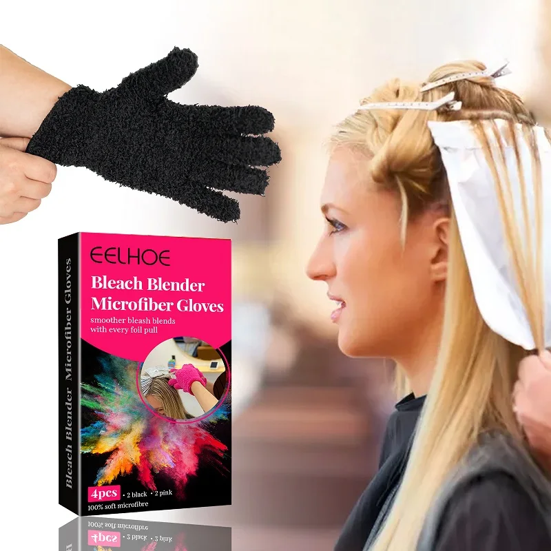4pcs/box Hair Dye Bleach Blender Gloves Hairdressing Salon Hairstylist Gloves Perm Curling Heat Resistant Hair Care Styling Tool