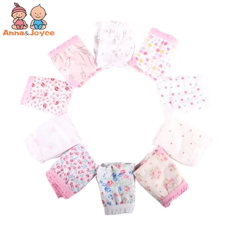 

12pcs/Lot 100% Cotton Kids Panties Underwear For Children Baby Lace Under Briefs Girls Shorts Knickers Underpants, Can Mixsize