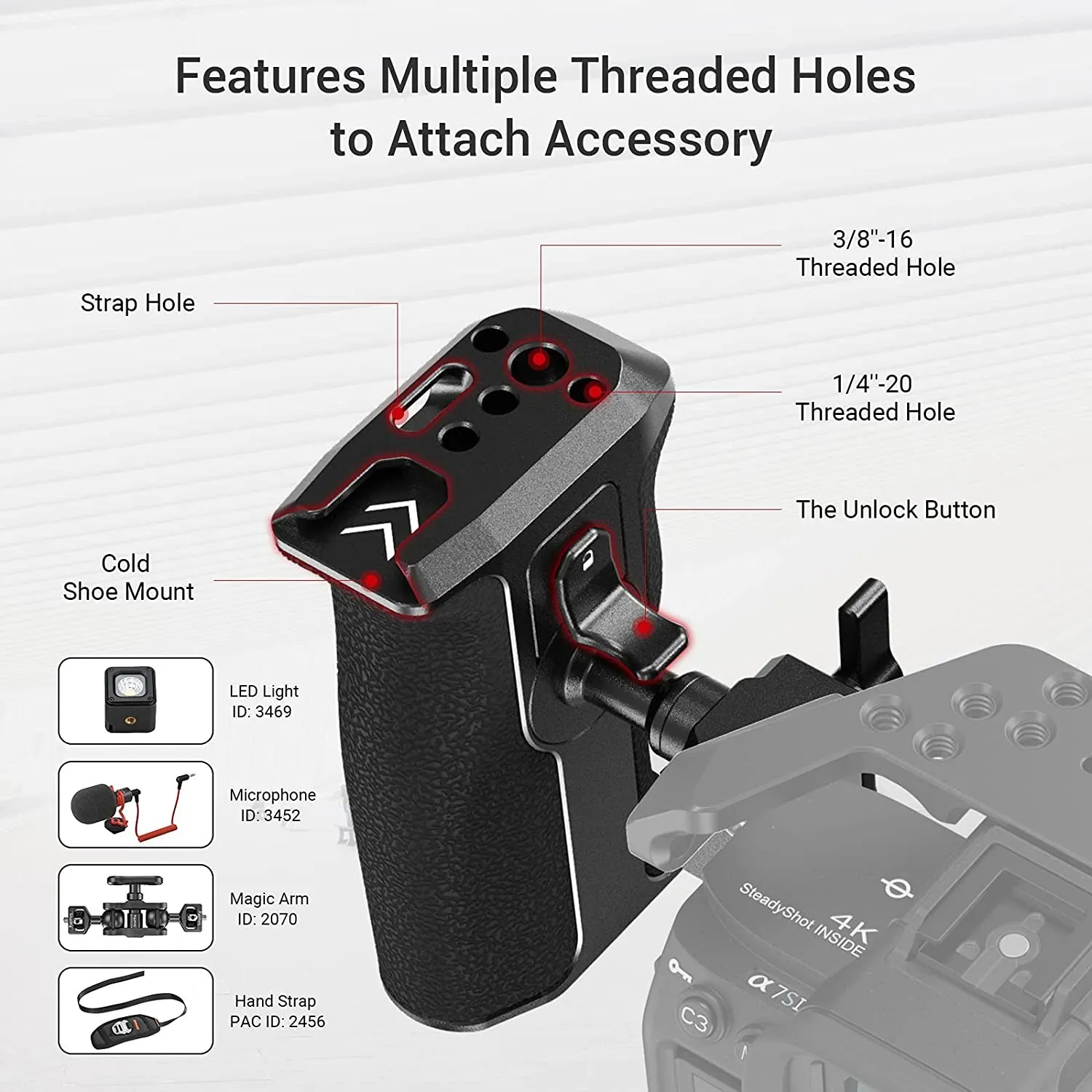 Поворачивающаяся на 360 градусов ручка SmallRig для камеры NATO левая Sony/Canon/Nikon с