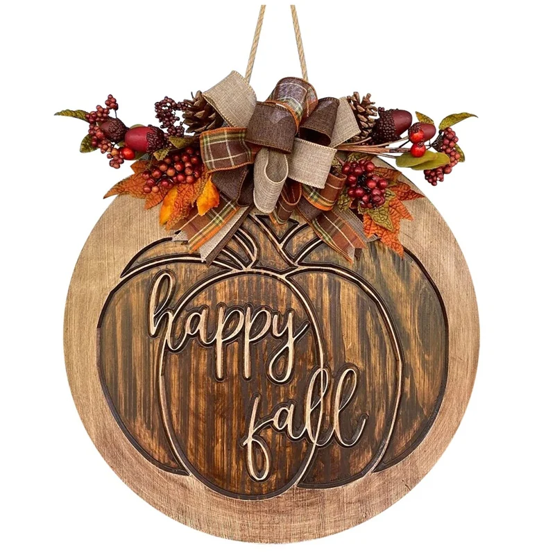 

Halloween Farmhouse Wreath Decorations Vintage Kitchen Thanksgiving Pumpkin Wreath Window Door Wall Decor Hanging