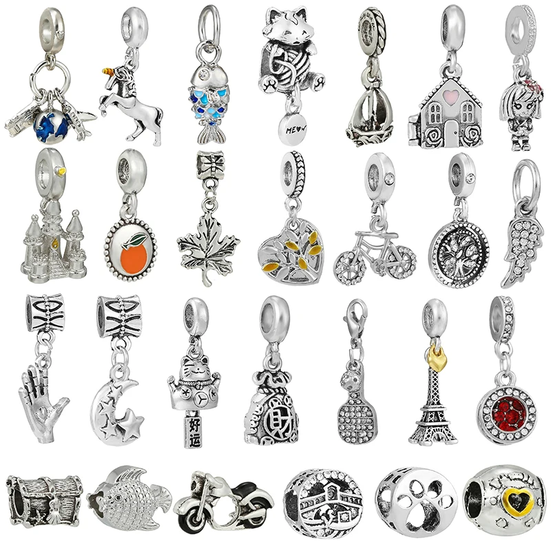

2Pcs/Lot New Silver Color Castle Charms Beads Pendants Fit Original Brand Bracelets Necklaces For Women DIY Jewelry Making