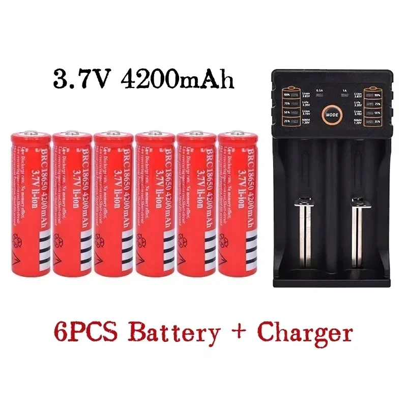 Фото Литий-ионная аккумуляторная батарея с зарядным устройством, фонарик EvreFire 18650, 3,7 В, 4200 мАч №4