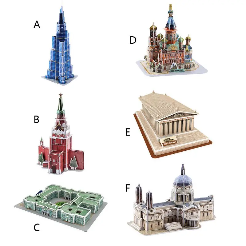 

3D Word Famous Buildings Architecture Puzzle Jigsaw Model Educational DIY Toy Gifts