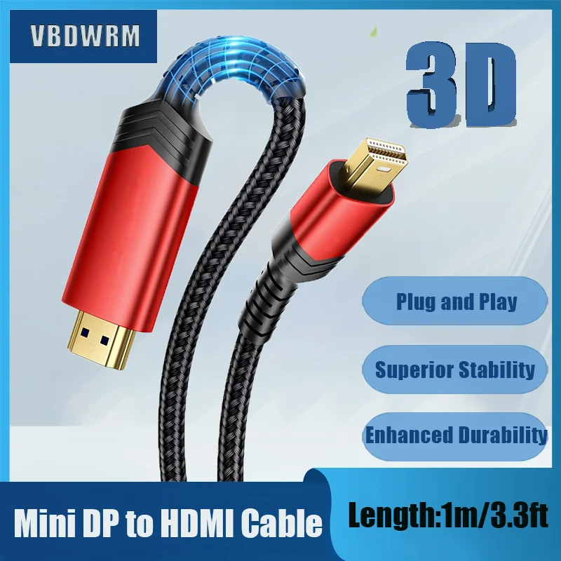 

Mini DisplayPort to HDMI Cable ,Thunderbolt 2 to HDMI Mini DP Cord FHD Nylon Braided for MAC,Surface Pro/Dock,Monitor,Projector