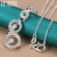 doteffil 925 sterling silver three round aaa zircon pendants necklace 16 30 inch chain for woman wedding engagemen jewelry