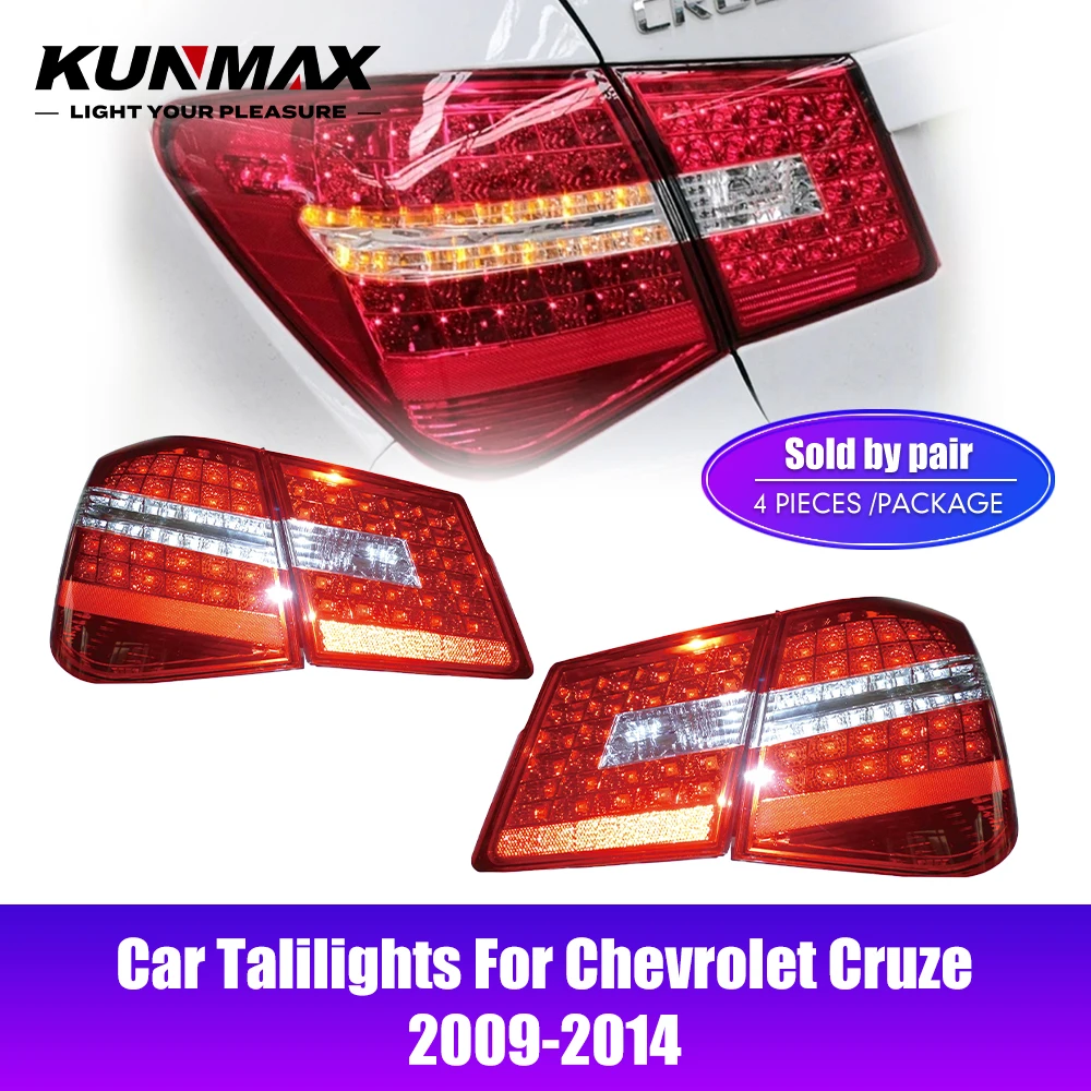 Фото Пара автомобильных задних фонарей в сборе для Chevrolet Cruze 2009-2014, светодиодный стоп-сигнал DRL, мерцающие задние фонари с проточной водой, задние фонари №2