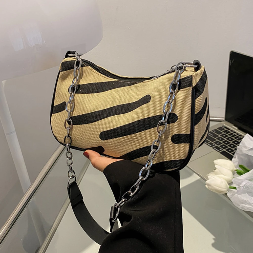 

Холщовые сумки для женщин, новинка 2022, сумки на плечо, Модные Простые повседневные квадратные сумки для подмышек, кошелек в полоску от извес...