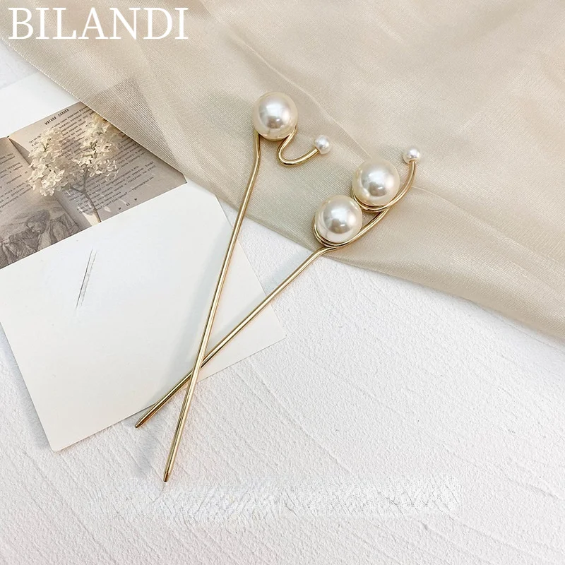 

Bilandi Fashion Metal Stick Pin Metal Barrette Clip Hairpins Simulated Pearl Hair Tools Hair Accessories Wedding Hairstyle