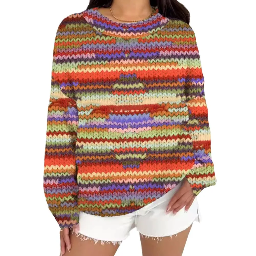 Женский свитер осенний новый повседневный свободный модный с длинными рукавами