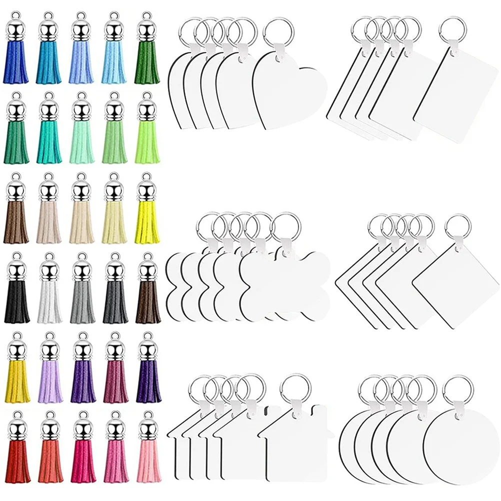 

30 Sets Dye Sublimation Keychain Blank Ring Wood Decor Printable Decorative Mdf Portable Multi-function Bulk Rings