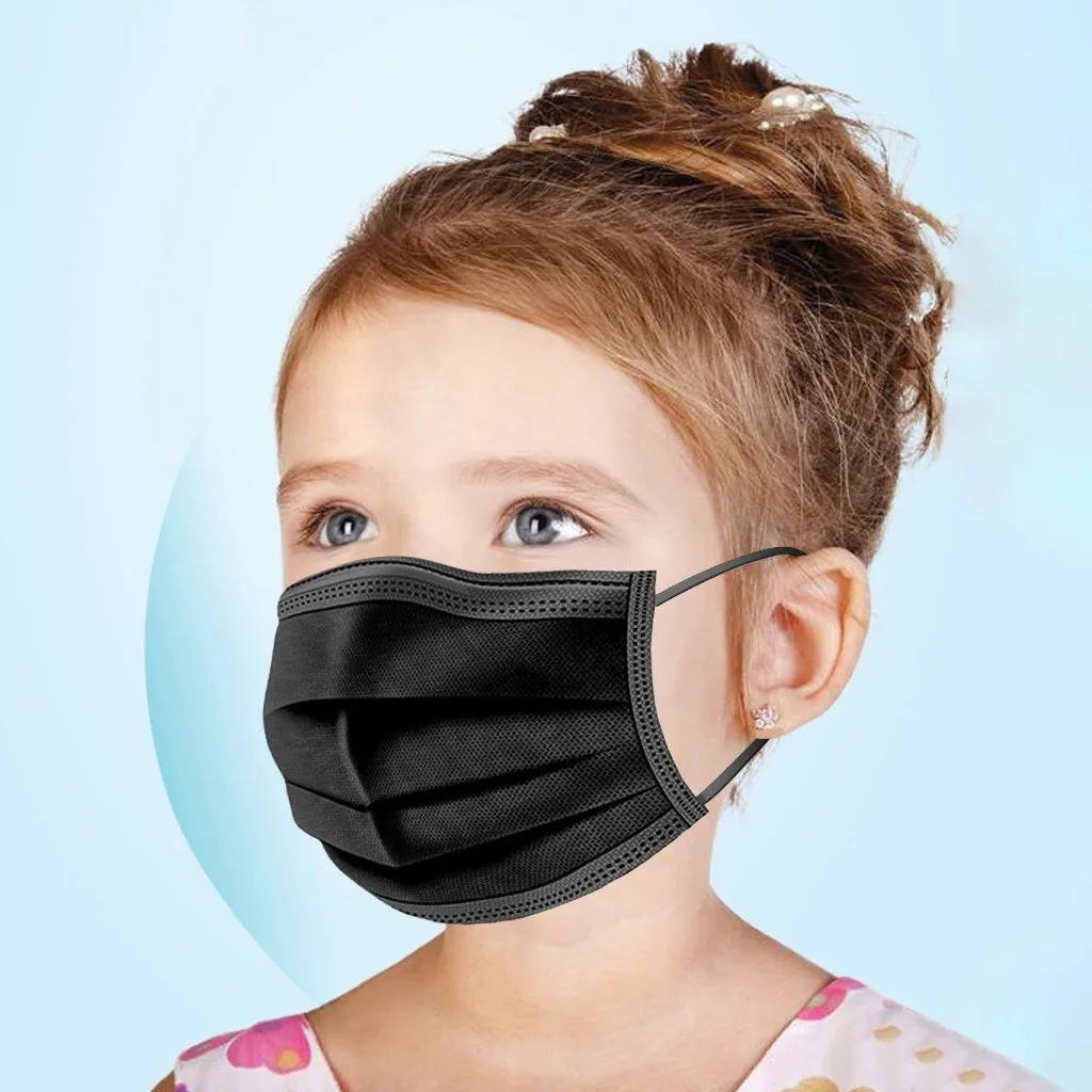 

Black Children Disposable Masks 4-Ply Protective Anti-Dust Face Mouth Mask With Elastic Earloop For Kids masque enfant