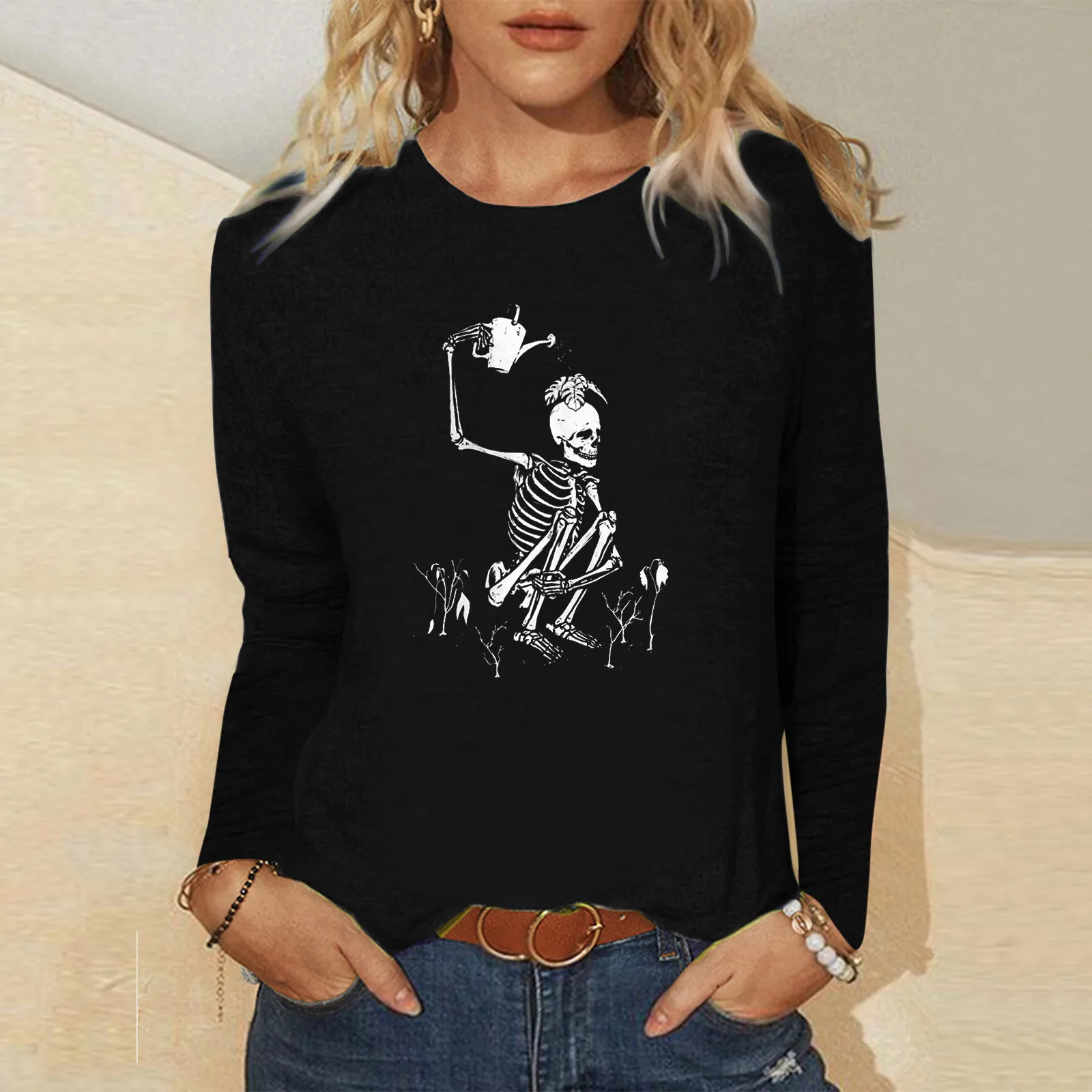 

Женские повседневные рубашки с буквенным принтом, свободные футболки с круглым вырезом, туника, блузка, женский топ для активного отдыха