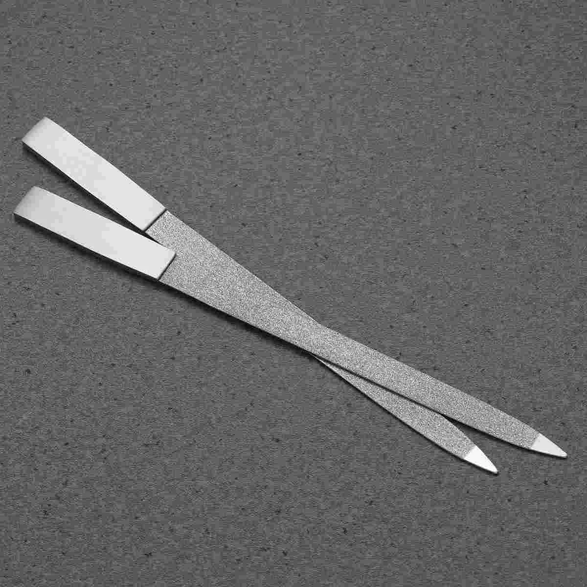 

2 Pcs Stainless Steel Nail File Files Tool Sanding Double Sided M Emery Board Finger Lime