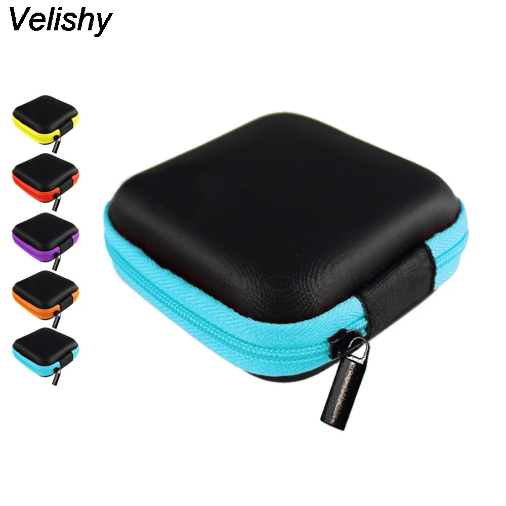 

Velishy Portable Mini Coin Purse Bag for Earphone Headphone SD TF Cards Cable Cord Wire Storage Key Wallet