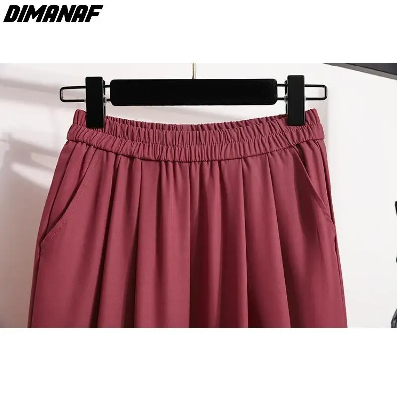 Женские свободные шаровары Dimanaf длинные винтажные брюки из искусственного