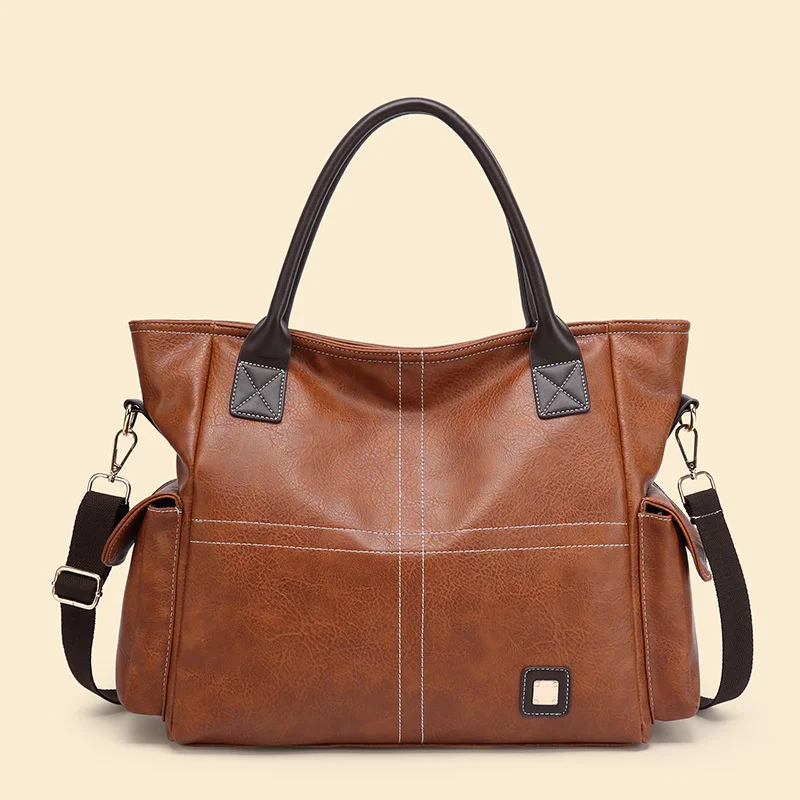 

2022 New Vintage Soft PU Leather Tote Bags for Women Big Woman Handbag Ladies Hand Bags Luxury Designer Messenger Bags