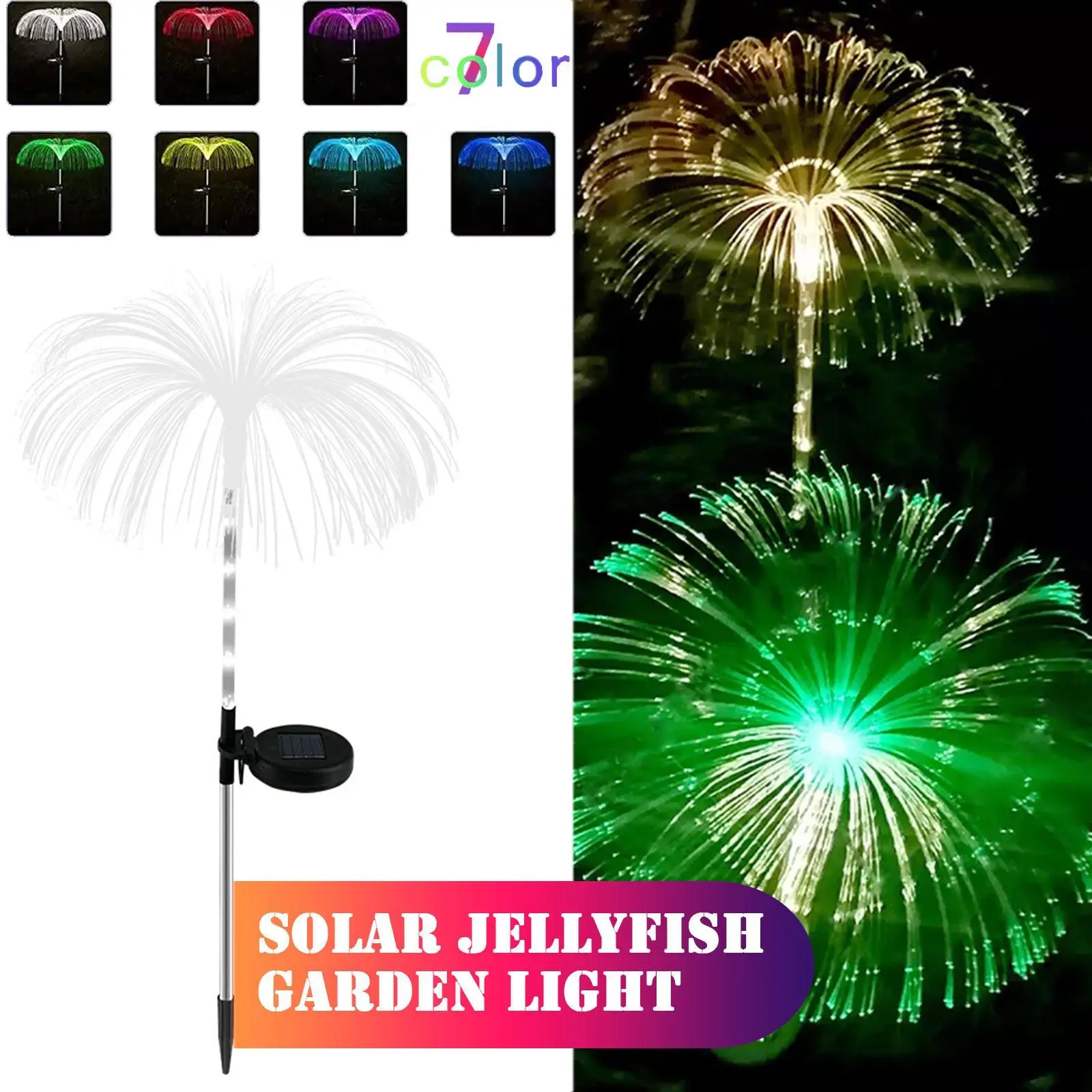 

Солнечный садовый светильник, наружный водонепроницаемый волоконно-оптический фонарь для газона с Медузой, уличное освещение для внутренн...