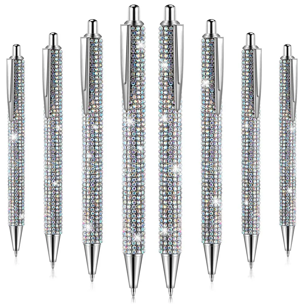 

8Pcs Cute Pen Bling Diamond Christmas Rhinestones Gift Metal Ballpoint Fancy Sparkly Crystal