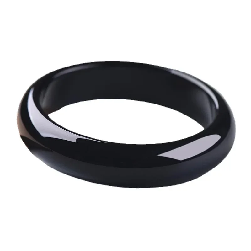 Браслет из натурального бразильского черного агата шириной 15 мм винтажный