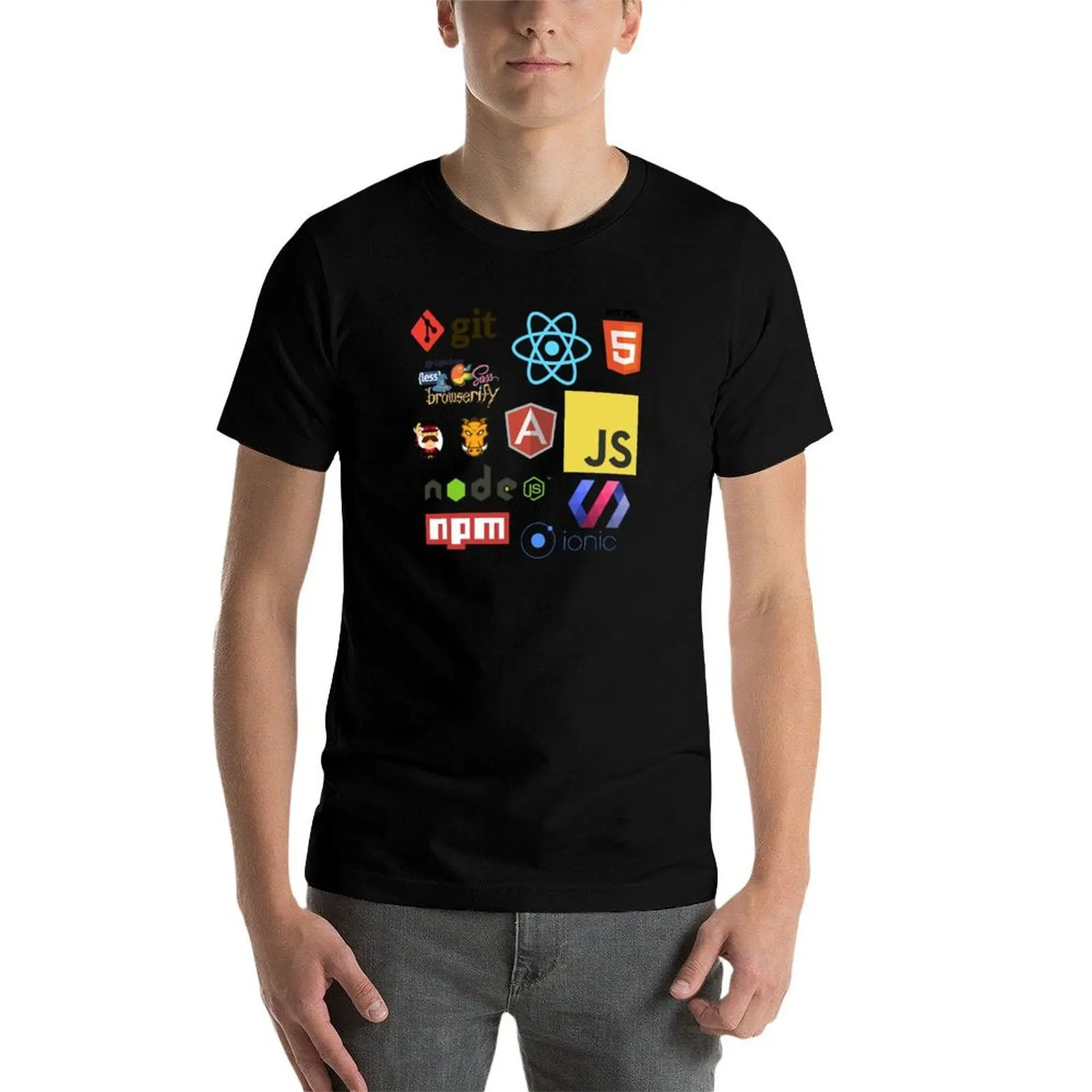 Фото Футболка из смесового хлопка с коротким рукавом, базовая модель, с принтом Javascript Stickers, Mugs, T-Shirt №4