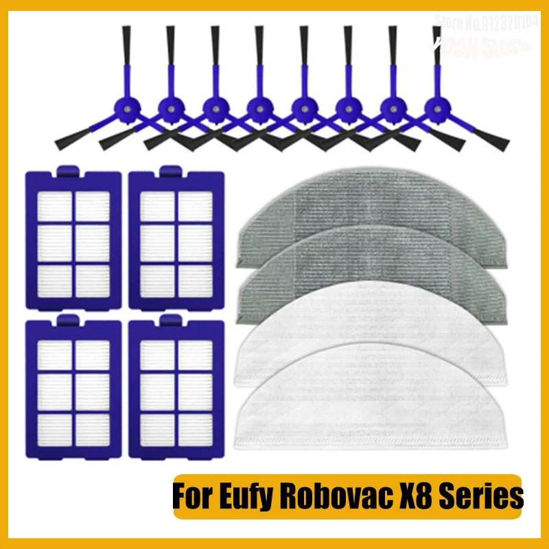 

Сменные детали для пылесоса Anker Eufy Robovac X8 Series робот-гибрид, боковая щетка, насадка на швабру, тряпка, Hepa фильтр