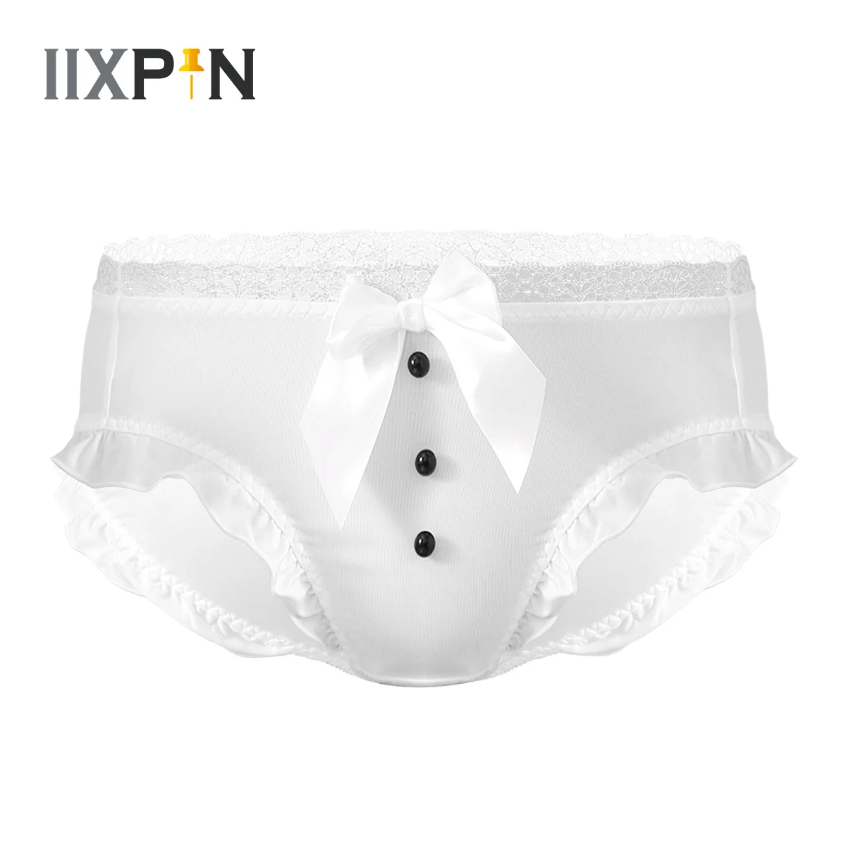 

Mens Cute Panties Lace Trim Ruffled Underpants Sexy Gay Male Crossdress Briefs Bowknot Frilly Boxer Sissy Lingerie Underwear