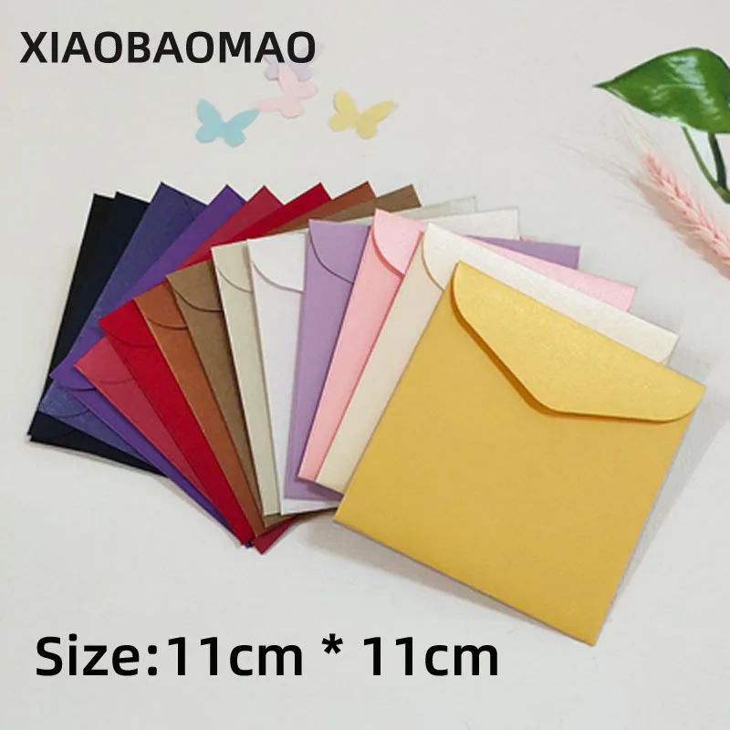 20pc 11cmx11cm Romantic Colorful Small Colored Blank Mini Paper Envelopes Wedding Invitation Envelope Gilt Envelope Pearlescent